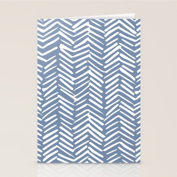 Abstract Herringbone Pattern, Rustic, Blue and White Stationery Card Gallery Image 1