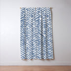 Abstract Herringbone Pattern, Rustic, Blue and White Window Curtain Gallery Image 3