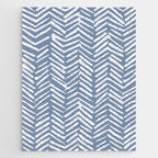 Abstract Herringbone Pattern, Rustic, Blue and White Jigsaw Puzzle Gallery Image 1