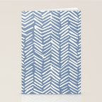 Abstract Herringbone Pattern, Rustic, Blue and White Stationery Card Gallery Image 2