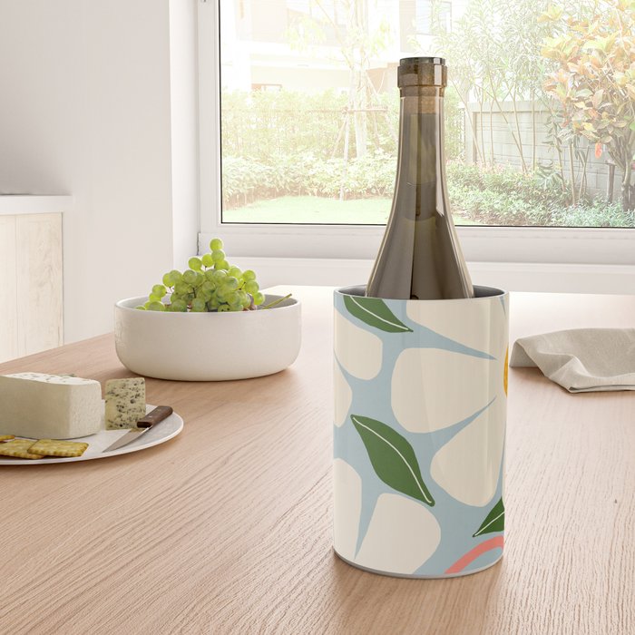 Wild Daisies - blue & pink Wine Chiller Gallery Image 4