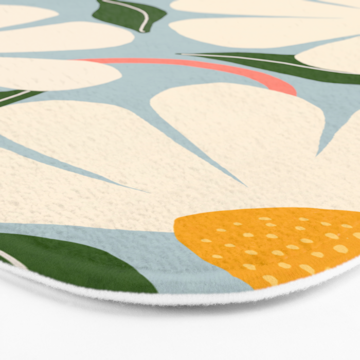 Wild Daisies - blue & pink Bath Mat Gallery Image 3