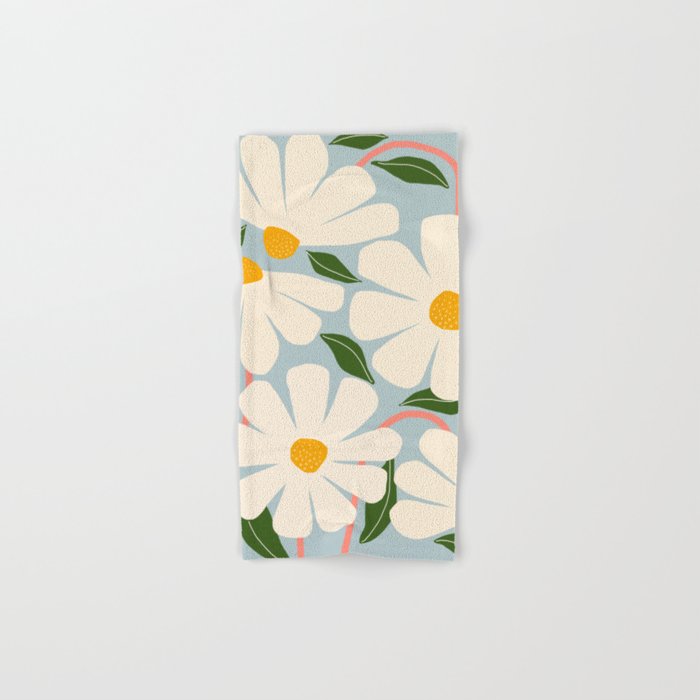 Wild Daisies - blue & pink Bath Towel Gallery Image 1