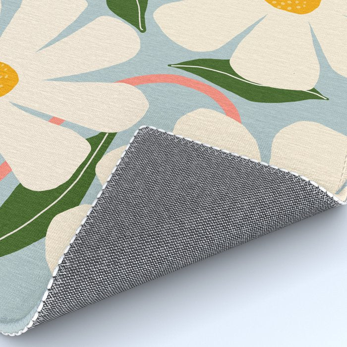 Wild Daisies - blue & pink Rug Gallery Image 4