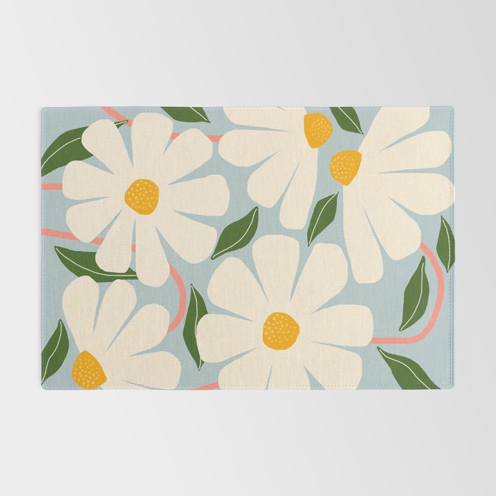Wild Daisies - blue & pink Rug Gallery Image 2