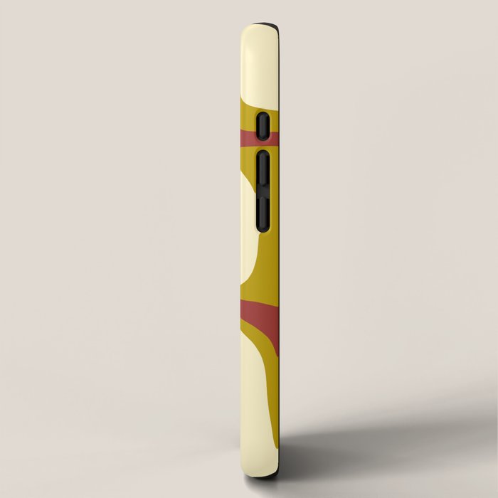 Mid-Century Modern Abstract Palm Springs Pattern in Chartreuse Maroon Cream iPhone Case Gallery Image 2