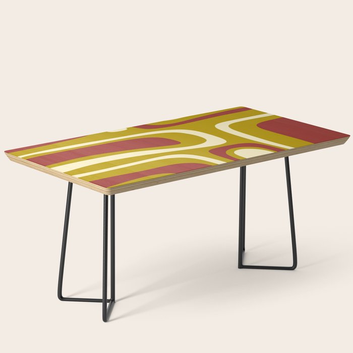Mid-Century Modern Abstract Palm Springs Pattern in Chartreuse Maroon Cream Coffee Table Gallery Image 1