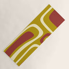 Mid-Century Modern Abstract Palm Springs Pattern in Chartreuse Maroon Cream Yoga Mat Gallery Image 1
