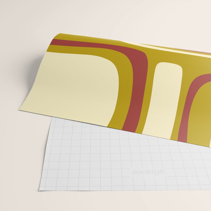 Mid-Century Modern Abstract Palm Springs Pattern in Chartreuse Maroon Cream Wrapping Paper Gallery Image 2