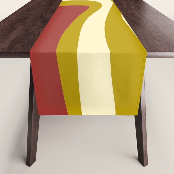 Mid-Century Modern Abstract Palm Springs Pattern in Chartreuse Maroon Cream Table Runner Gallery Image 1