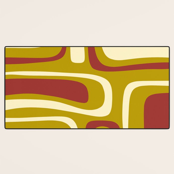 Mid-Century Modern Abstract Palm Springs Pattern in Chartreuse Maroon Cream Desk Mat Gallery Image 3