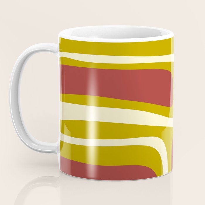 Mid-Century Modern Abstract Palm Springs Pattern in Chartreuse Maroon Cream Coffee Mug Gallery Image 3