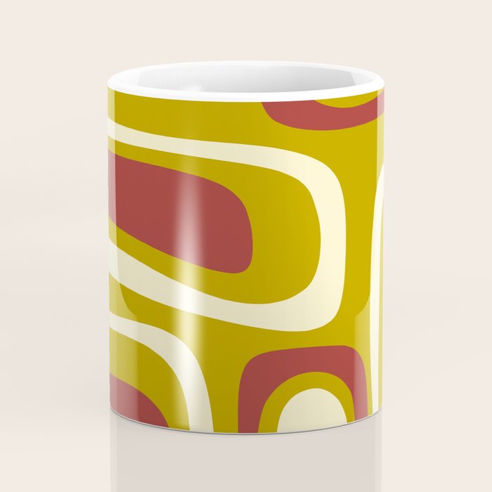 Mid-Century Modern Abstract Palm Springs Pattern in Chartreuse Maroon Cream Coffee Mug Gallery Image 4