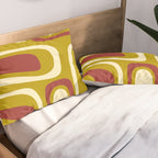 Mid-Century Modern Abstract Palm Springs Pattern in Chartreuse Maroon Cream Pillow Sham Gallery Image 2