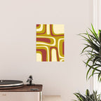 Mid-Century Modern Abstract Palm Springs Pattern in Chartreuse Maroon Cream Poster Gallery Image 2