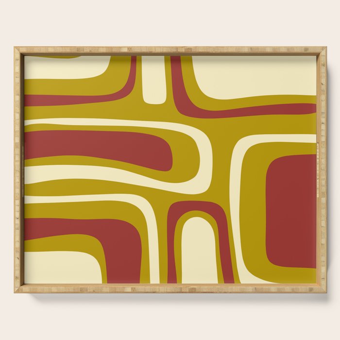 Mid-Century Modern Abstract Palm Springs Pattern in Chartreuse Maroon Cream Serving Tray Gallery Image 1