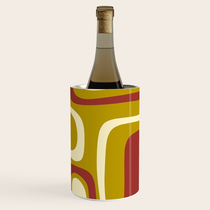Mid-Century Modern Abstract Palm Springs Pattern in Chartreuse Maroon Cream Wine Chiller Gallery Image 3