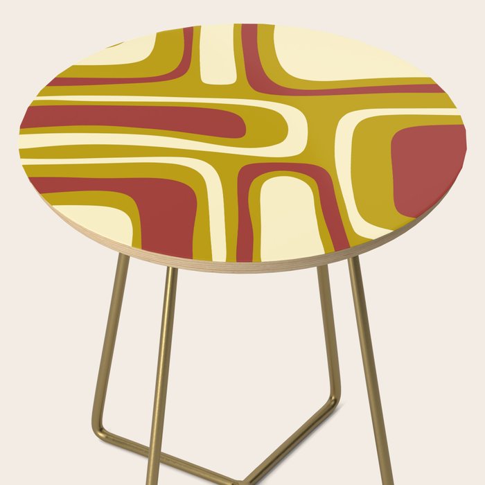 Mid-Century Modern Abstract Palm Springs Pattern in Chartreuse Maroon Cream Side Table Gallery Image 2
