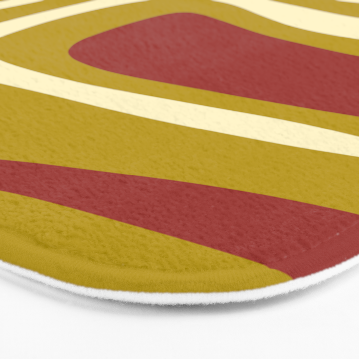 Mid-Century Modern Abstract Palm Springs Pattern in Chartreuse Maroon Cream Bath Mat Gallery Image 3
