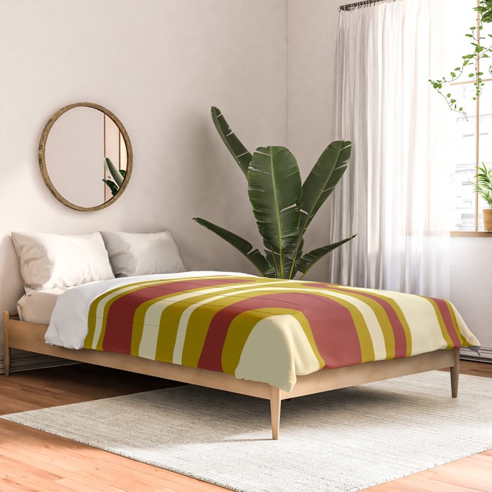 Mid-Century Modern Abstract Palm Springs Pattern in Chartreuse Maroon Cream Comforter Gallery Image 2