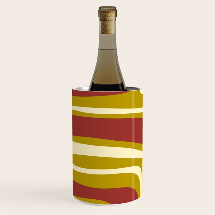 Mid-Century Modern Abstract Palm Springs Pattern in Chartreuse Maroon Cream Wine Chiller Gallery Image 2