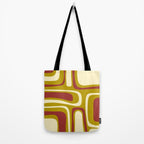 Mid-Century Modern Abstract Palm Springs Pattern in Chartreuse Maroon Cream Tote Bag Gallery Image 2