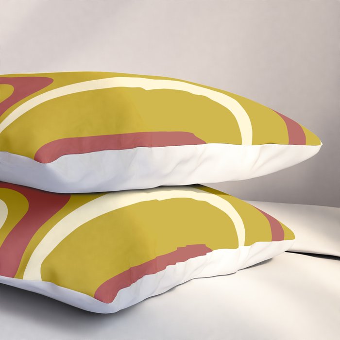 Mid-Century Modern Abstract Palm Springs Pattern in Chartreuse Maroon Cream Pillow Sham Gallery Image 3