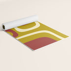 Mid-Century Modern Abstract Palm Springs Pattern in Chartreuse Maroon Cream Yoga Mat Gallery Image 2