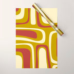 Mid-Century Modern Abstract Palm Springs Pattern in Chartreuse Maroon Cream Wrapping Paper Gallery Image 1