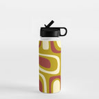 Mid-Century Modern Abstract Palm Springs Pattern in Chartreuse Maroon Cream Water Bottle Gallery Image 1