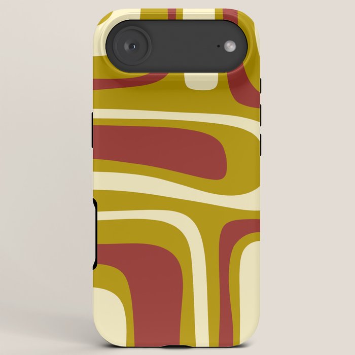 Mid-Century Modern Abstract Palm Springs Pattern in Chartreuse Maroon Cream iPhone Case Gallery Image 6