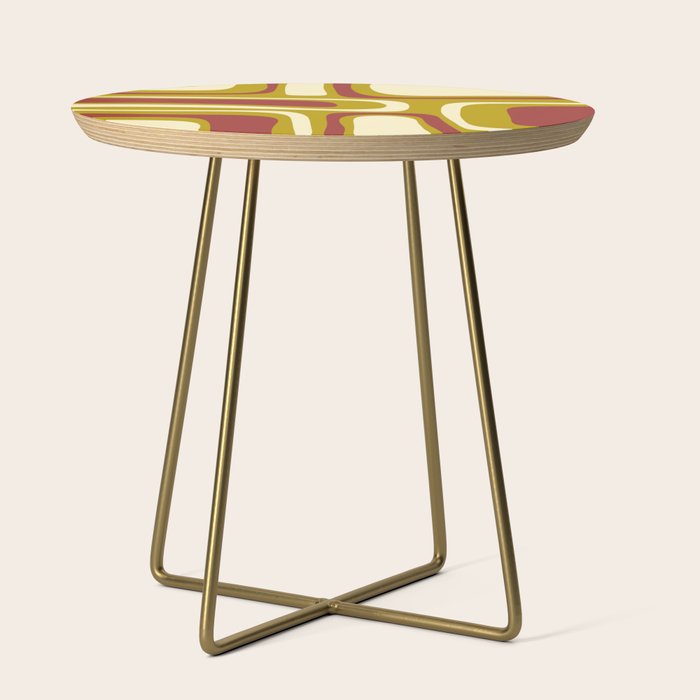 Mid-Century Modern Abstract Palm Springs Pattern in Chartreuse Maroon Cream Side Table Gallery Image 1