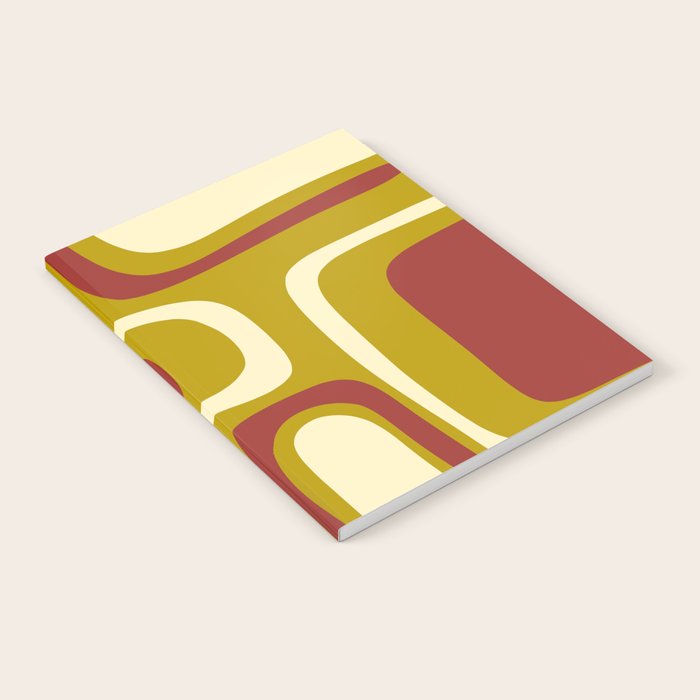 Mid-Century Modern Abstract Palm Springs Pattern in Chartreuse Maroon Cream Notebook Gallery Image 1
