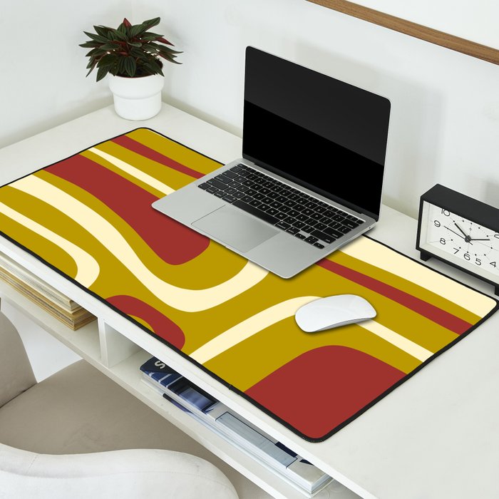 Mid-Century Modern Abstract Palm Springs Pattern in Chartreuse Maroon Cream Desk Mat Gallery Image 2