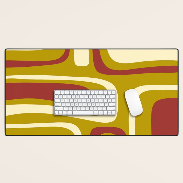 Mid-Century Modern Abstract Palm Springs Pattern in Chartreuse Maroon Cream Desk Mat Gallery Image 1