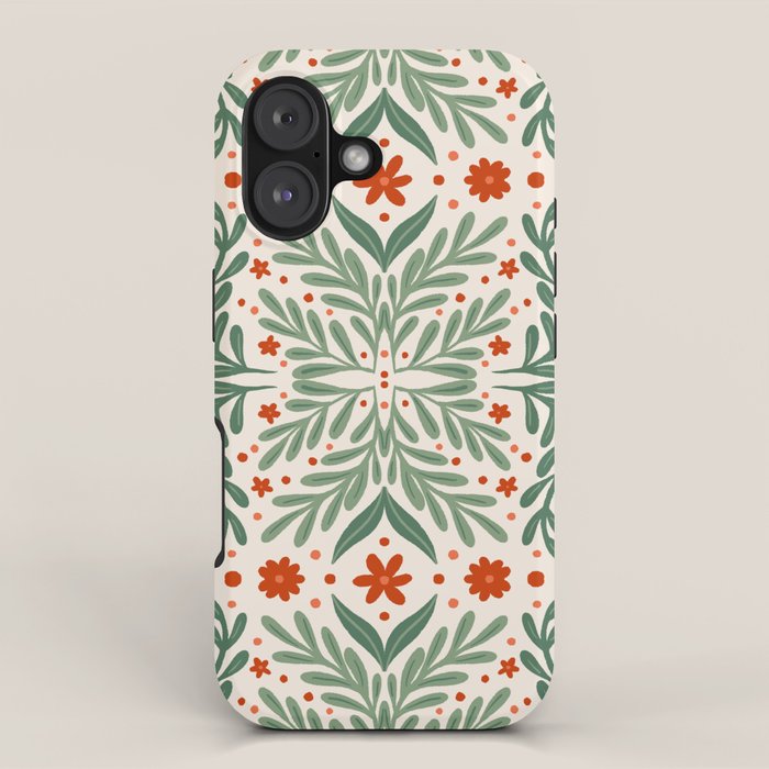 Branches and flowers -  red and green iPhone Case Gallery Image 1