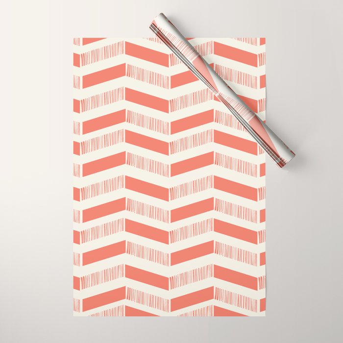 Coral Block And Lines Pattern Wrapping Paper Gallery Image 1