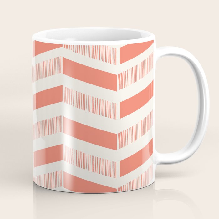 Coral Block And Lines Pattern Coffee Mug Gallery Image 1