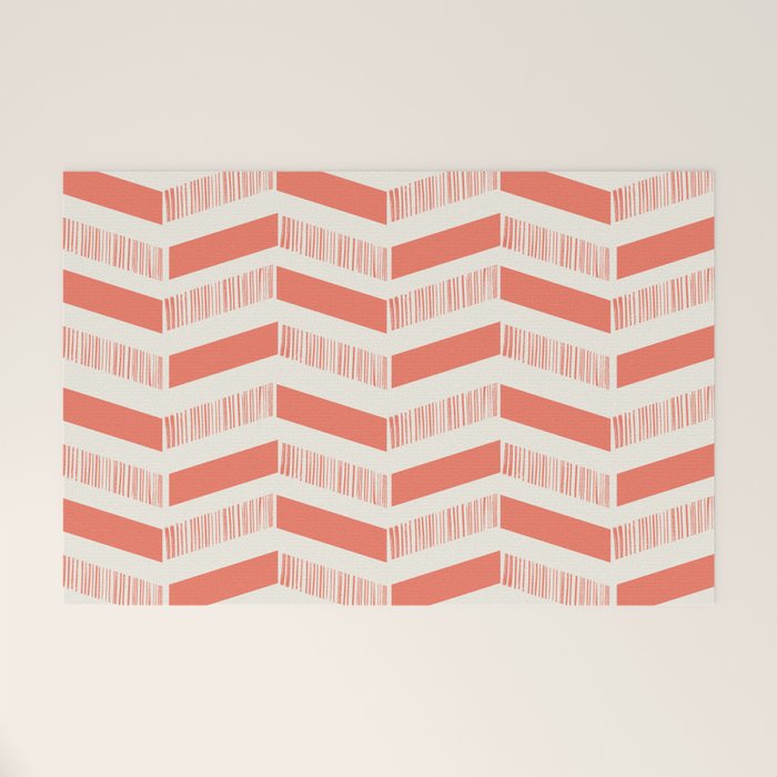 Coral Block And Lines Pattern Welcome Mat Gallery Image 1
