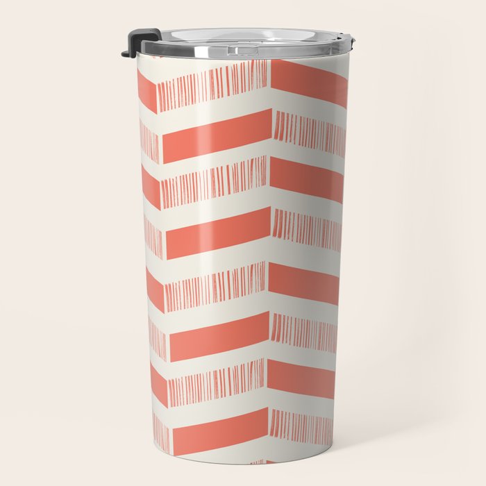 Coral Block And Lines Pattern Travel Mug Gallery Image 3