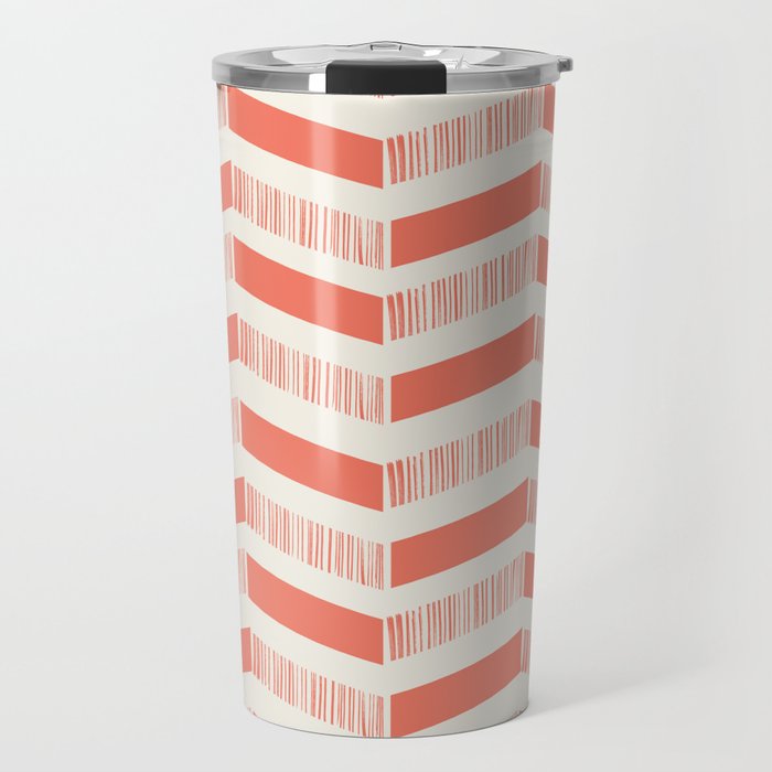 Coral Block And Lines Pattern Travel Mug Gallery Image 1