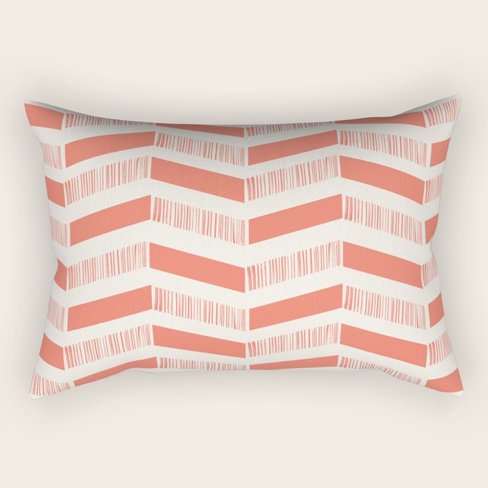 Coral Block And Lines Pattern Rectangular Pillow Gallery Image 1