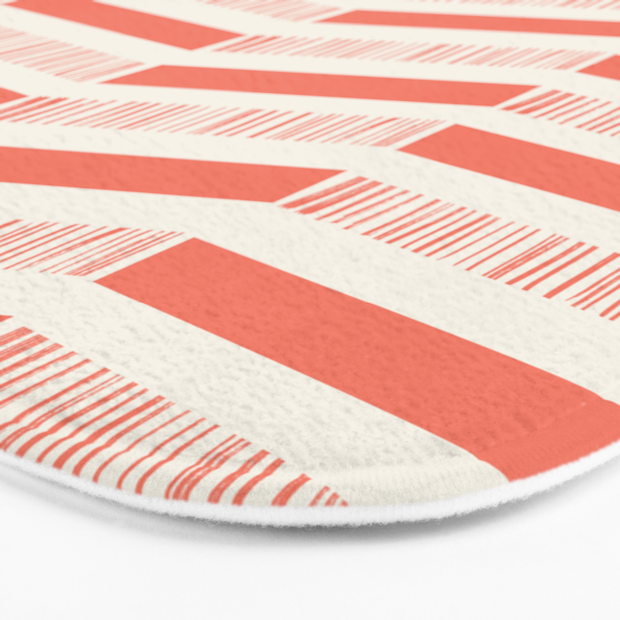 Coral Block And Lines Pattern Bath Mat Gallery Image 3