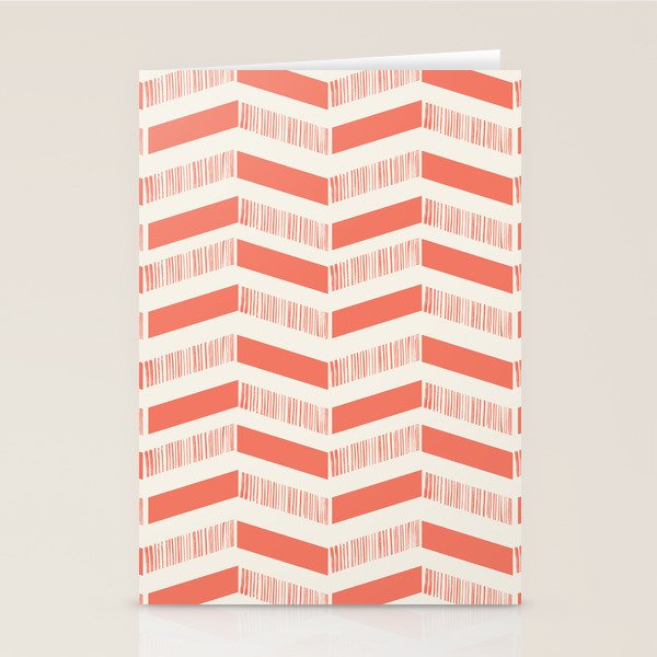 Coral Block And Lines Pattern Stationery Card Gallery Image 1