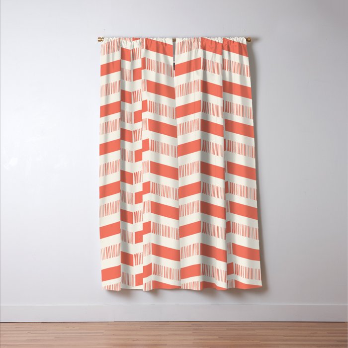Coral Block And Lines Pattern Window Curtain Gallery Image 3