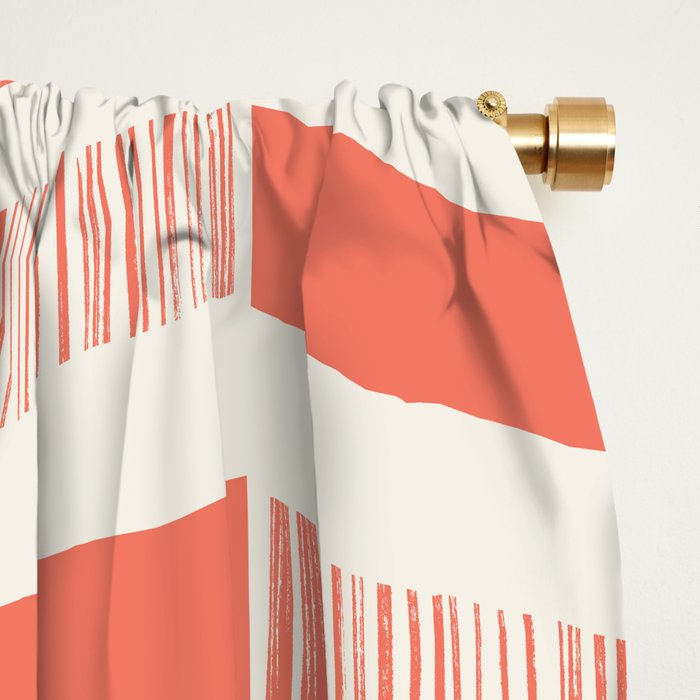 Coral Block And Lines Pattern Window Curtain Gallery Image 2
