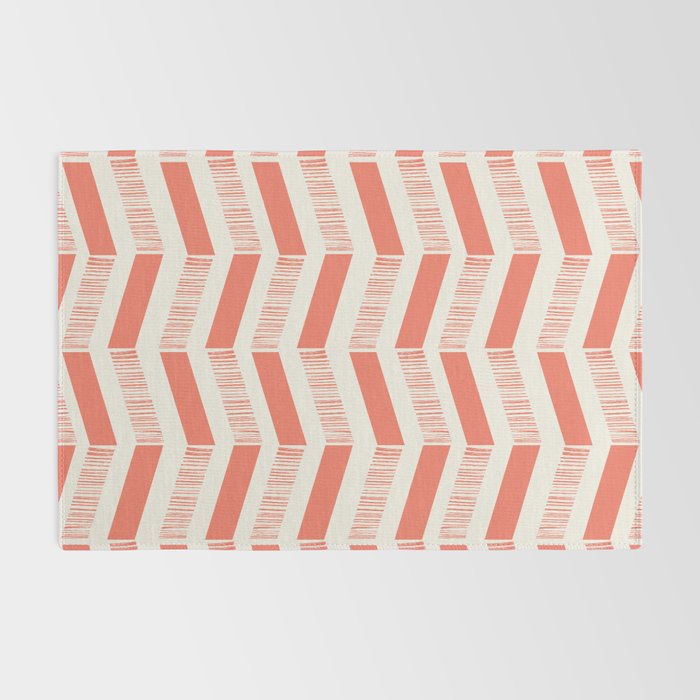 Coral Block And Lines Pattern Rug Gallery Image 2