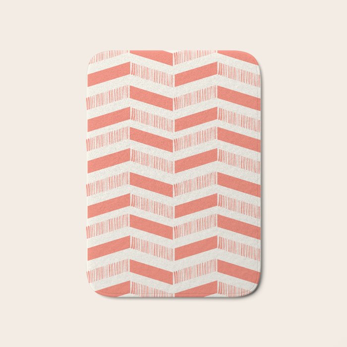 Coral Block And Lines Pattern Bath Mat Gallery Image 1