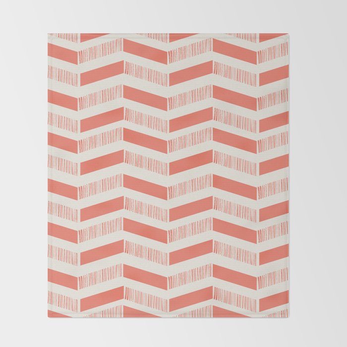 Coral Block And Lines Pattern Throw Blanket Gallery Image 2