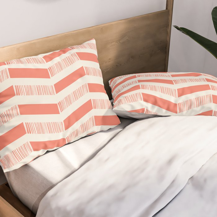 Coral Block And Lines Pattern Pillow Sham Gallery Image 2